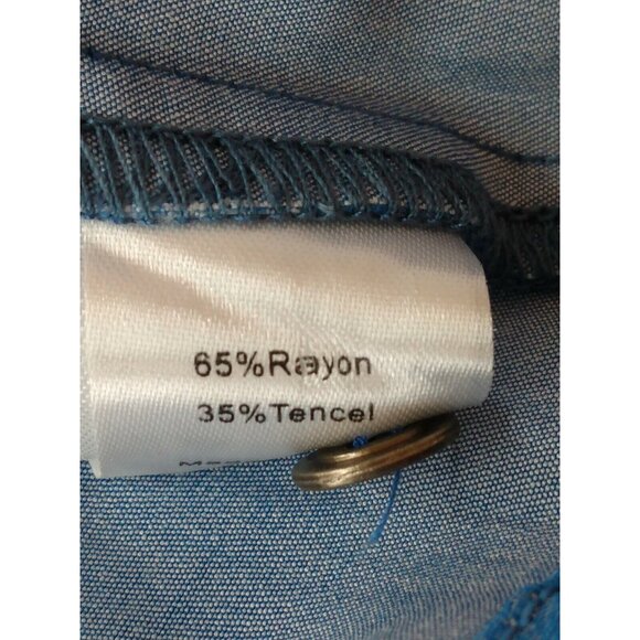 Allegra K Womens XS Blue Ruffle High Neck Button Front Short Sleeve Dress NWT - Picture 6 of 6